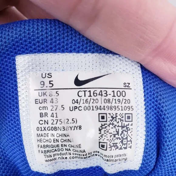 Nike Air Max1 Recycled Mens Size 9.5 Black Game Royal White Shoes CT1643-100