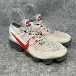 Nike Air Vapor Max Shoes Platinum Red OG 2017 Mens size 6 Womens 8.5 Flyknit