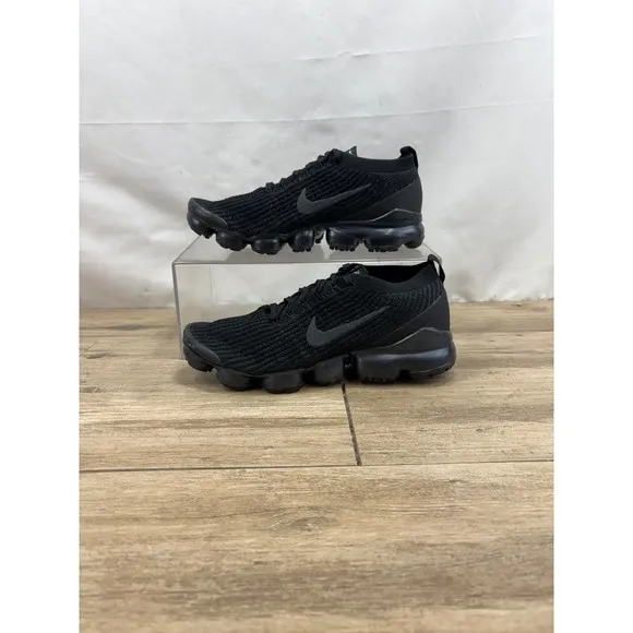Nike Air VaporMax Flyknit 3 Mens Size 8.5 Triple Black Running Shoes AJ6900-004