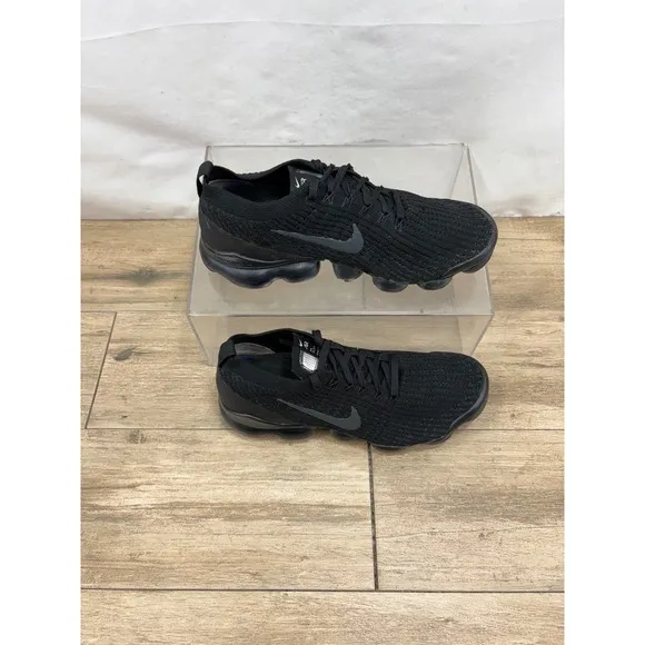 Nike Air VaporMax Flyknit 3 Mens Size 8.5 Triple Black Running Shoes AJ6900-004