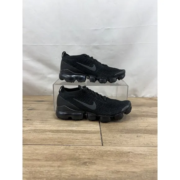Nike Air VaporMax Flyknit 3 Mens Size 8.5 Triple Black Running Shoes AJ6900-004
