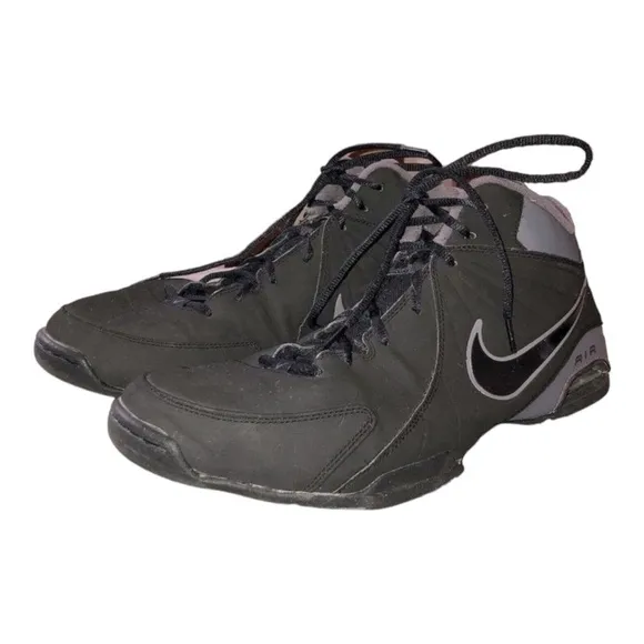NiKE Air Visi Pro Mens Black Hi Tops Basketball Shoes 407845-002 Size 12