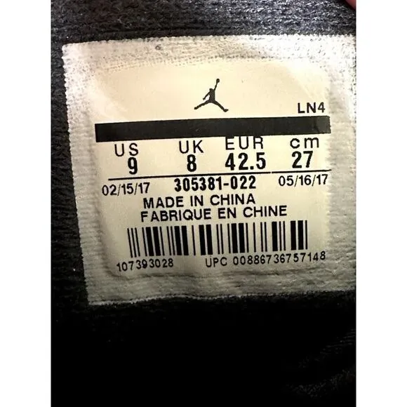 Nike Air Jordan 8 VIII Retro Bred Black Cement 305381-022 Mens Size 9