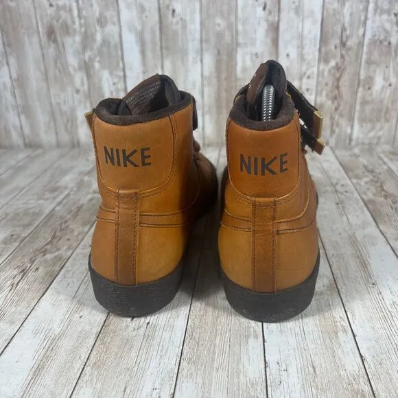 Nike Blazer High Strap Up Premium Leather‎ Brown Mens Size 9 428926-200