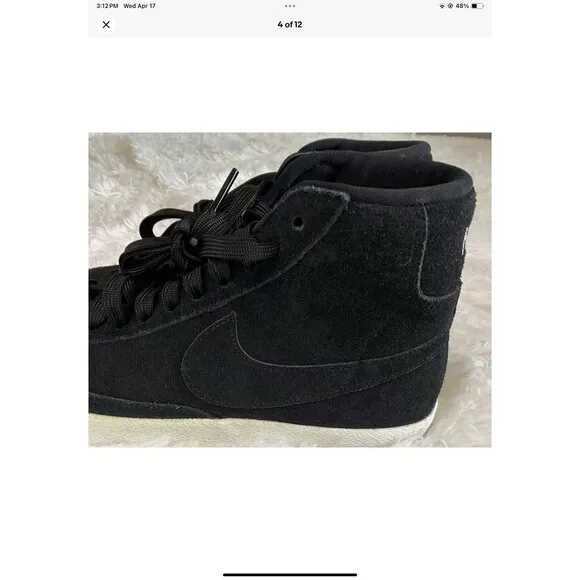 NIKE Blazer MID (GS) High Tops Boys Sze 5.5 Black /Black White Soles NEW Suede