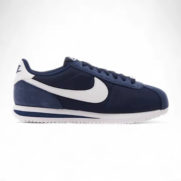NIKE Cortez Midnight Navy Nylon &amp; Suede Trainers Women's Sz 8.5 Sneakers Shoes
