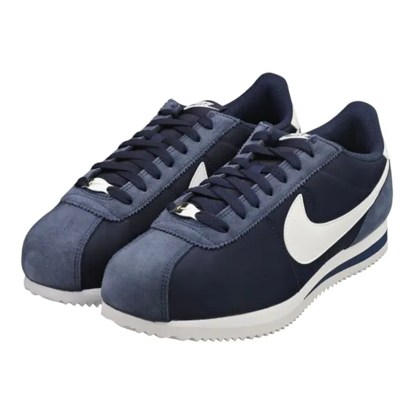 NIKE Cortez Midnight Navy Nylon &amp; Suede Trainers Women's Sz 8.5 Sneakers Shoes
