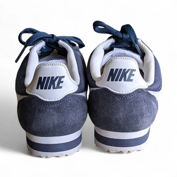NIKE Cortez Midnight Navy Nylon &amp; Suede Trainers Women's Sz 8.5 Sneakers Shoes