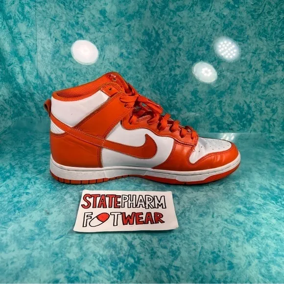 Nike Dunk High Orange White Syracuse Men’s Leather Retro Shoes Size 10