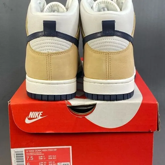 Nike Dunk High Premium 'Sesame Obsidian' womens sneaker shoes size 7.5