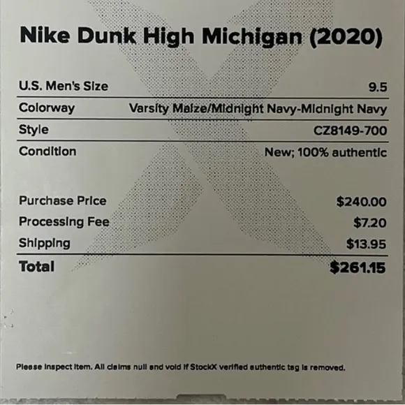Nike Dunk High SP Retro Michigan Shoes Sneakers Men’s 9.5 Varsity Maize Navy