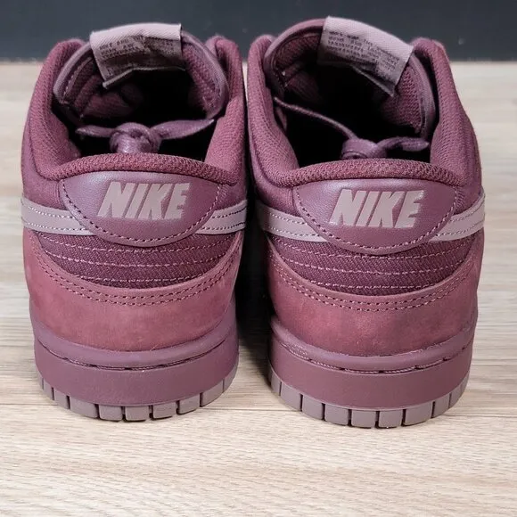 Nike Dunk Low Retro PRM Shoes Mens Size 8.5 Burgundy Crush Sneakers FB8895-600
