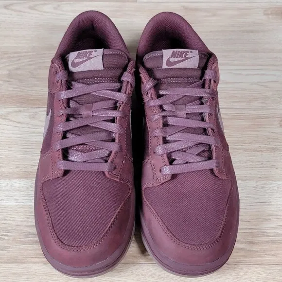 Nike Dunk Low Retro PRM Shoes Mens Size 8.5 Burgundy Crush Sneakers FB8895-600