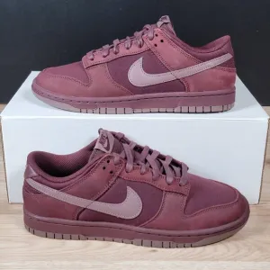 Nike Dunk Low Retro PRM Shoes Mens Size 8.5 Burgundy Crush Sneakers FB8895-600