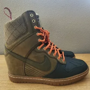 Nike Dunk Sky High Green Suede Wedge Sneaker Shoe Boots Womens 6