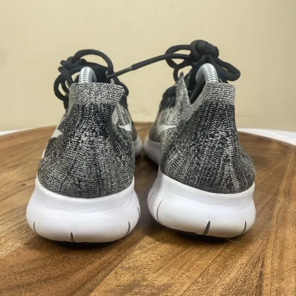 Nike Free Run Flyknit Oreo Womens Black And White Size 7.5 Running Shoes