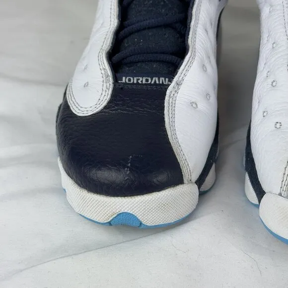 Nike Jordan 13 Boys White Obsidian Powder Blue Mid Tops Sneakers Basketball 7Y