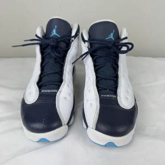 Nike Jordan 13 Boys White Obsidian Powder Blue Mid Tops Sneakers Basketball 7Y