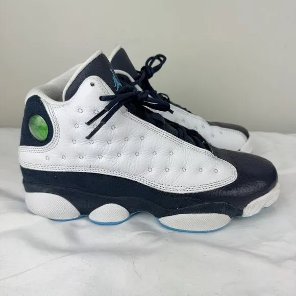 Nike Jordan 13 Boys White Obsidian Powder Blue Mid Tops Sneakers Basketball 7Y