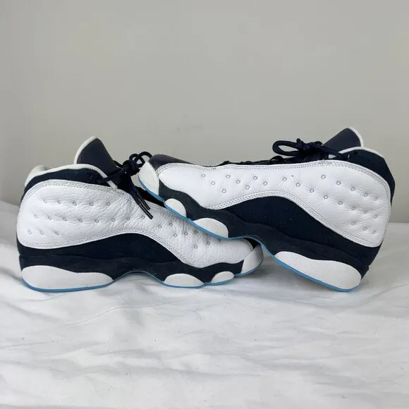 Nike Jordan 13 Boys White Obsidian Powder Blue Mid Tops Sneakers Basketball 7Y