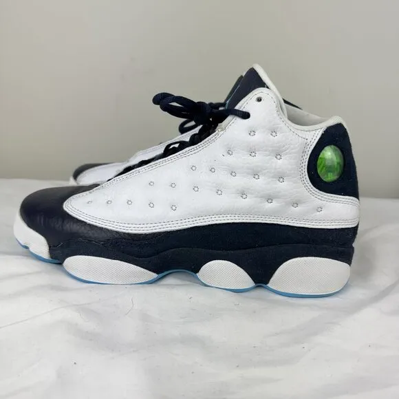 Nike Jordan 13 Boys White Obsidian Powder Blue Mid Tops Sneakers Basketball 7Y