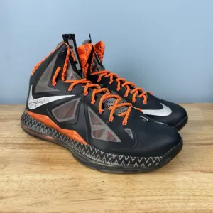 Nike Lebron 10 Men's Size 14 BHM Black History Orange Silver Shoes 583109-001