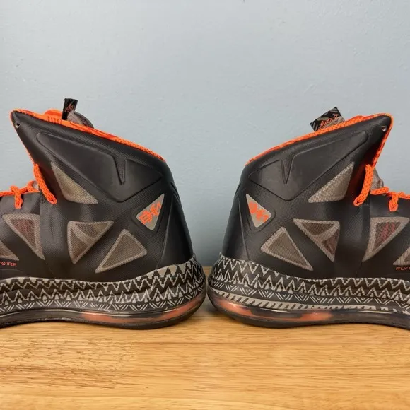 Nike Lebron 10 Men's Size 14 BHM Black History Orange Silver Shoes 583109-001
