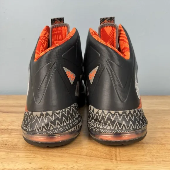 Nike Lebron 10 Men's Size 14 BHM Black History Orange Silver Shoes 583109-001