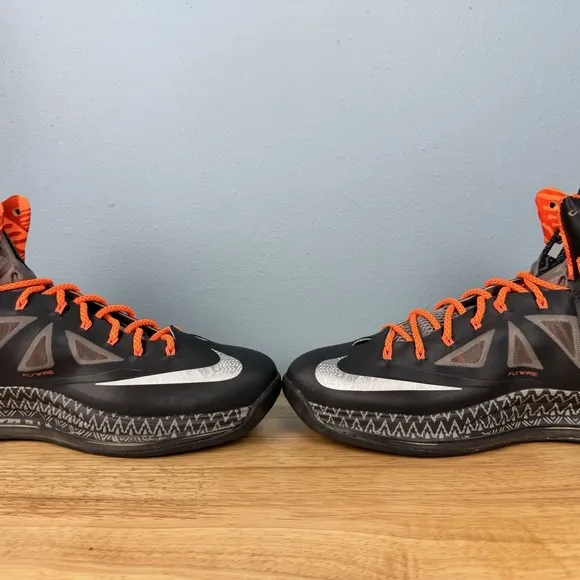 Nike Lebron 10 Men's Size 14 BHM Black History Orange Silver Shoes 583109-001