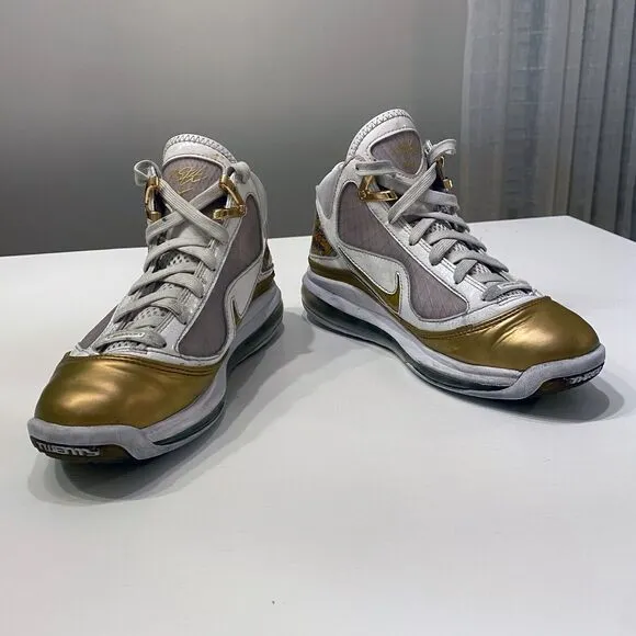 Nike LeBron 7 Retro Youth China Moon Gold‎ White Sneakers US Size 5.5Y