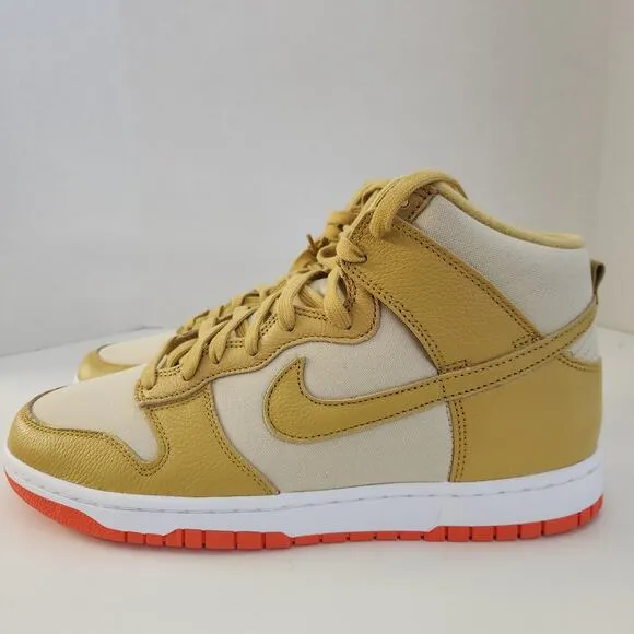 Nike Mens Dunk High DD1399 101 Syracuse - Size,   Gold Wheat Gold, 11 US