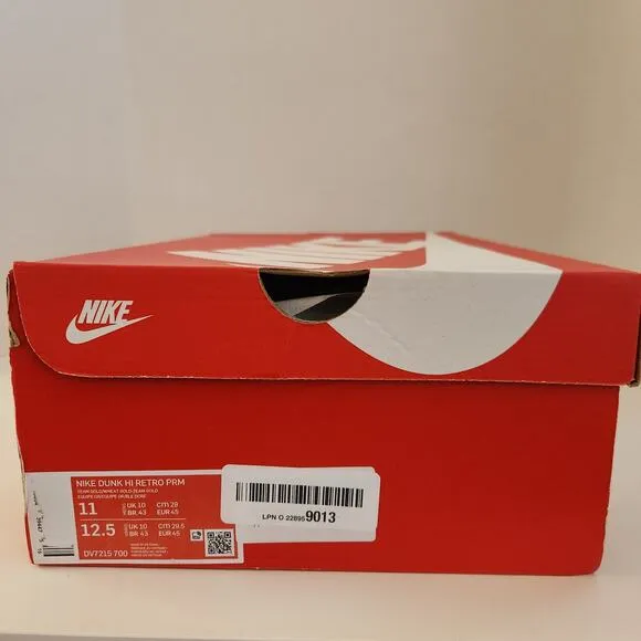 Nike Mens Dunk High DD1399 101 Syracuse - Size,   Gold Wheat Gold, 11 US