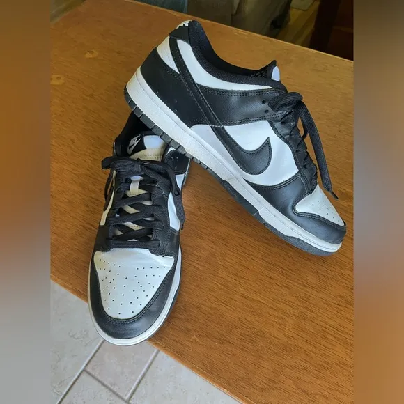 Nike Men's Dunk Low Black and White Shoes