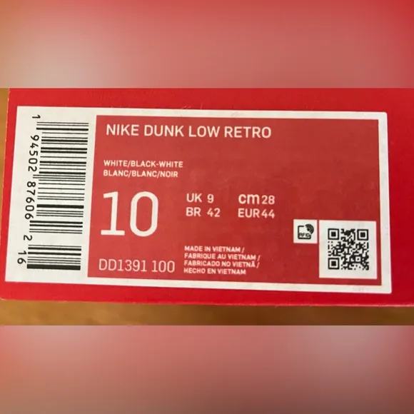 Nike Men's Dunk Low Black and White Shoes