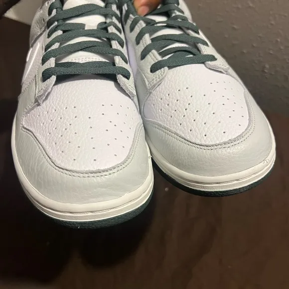 Nike Men's White and Gray Sneakers Dunk Low SE photon vintage green