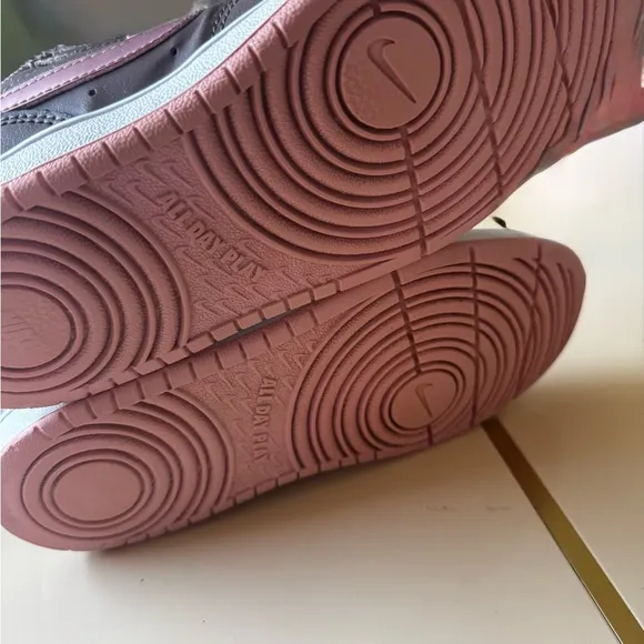 Nike purple and pink, leather lace, and Velcro girls sneakers