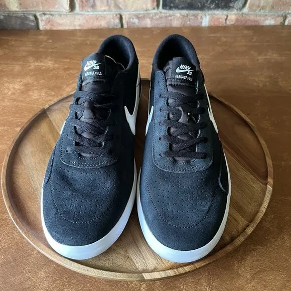 Nike SB Heritage Vulc Black White Skate Sneaker Shoes CD5010-003 Men's Size 10