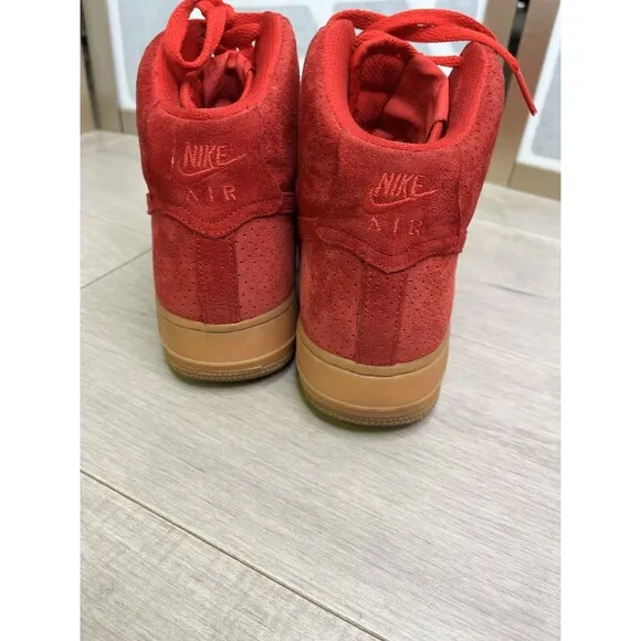 Nike Women Air Force 1 Hi Suede Leather Red sz 8.5 749266-601 Sneakers Shoes
