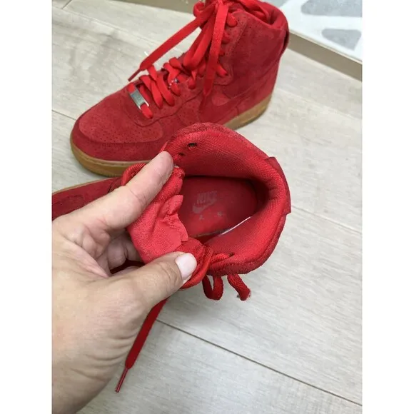 Nike Women Air Force 1 Hi Suede Leather Red sz 8.5 749266-601 Sneakers Shoes