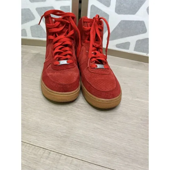 Nike Women Air Force 1 Hi Suede Leather Red sz 8.5 749266-601 Sneakers Shoes