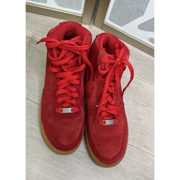 Nike Women Air Force 1 Hi Suede Leather Red sz 8.5 749266-601 Sneakers Shoes