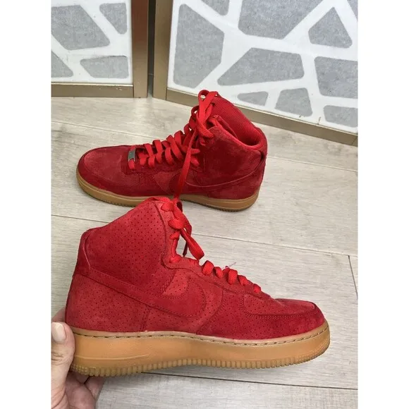 Nike Women Air Force 1 Hi Suede Leather Red sz 8.5 749266-601 Sneakers Shoes