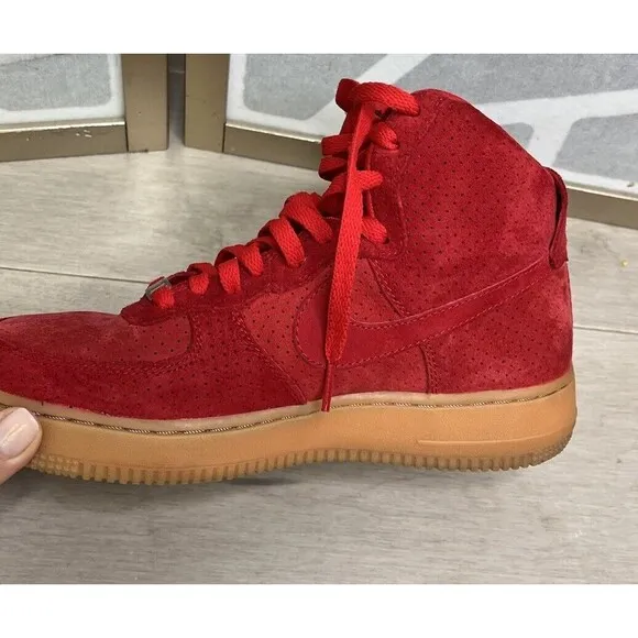 Nike Women Air Force 1 Hi Suede Leather Red sz 8.5 749266-601 Sneakers Shoes
