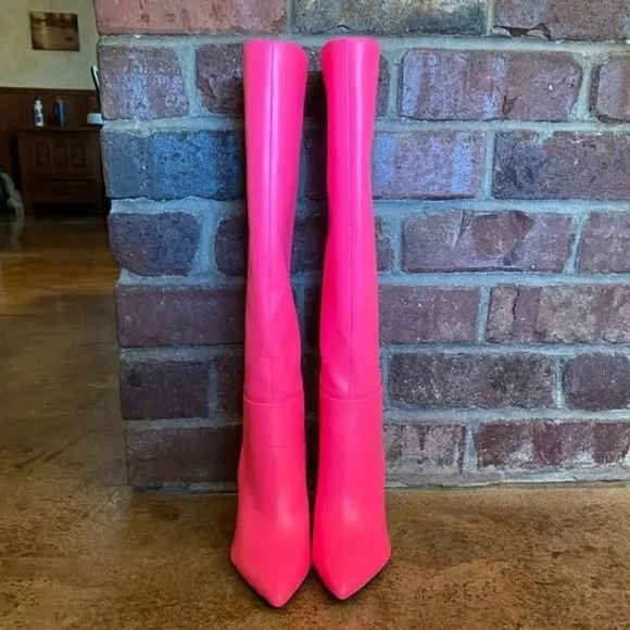 Nine West 80s style Neon Pink Eardy Heeled Boots size 7 new!!!