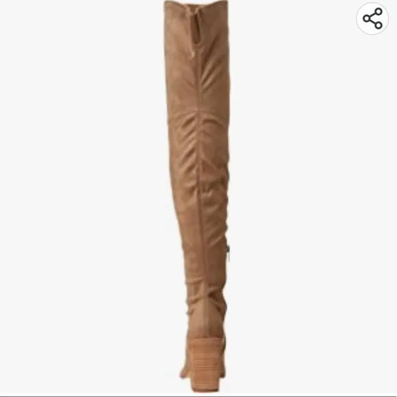 Nine West Barret Over the Knee Heeled Suede Boots, light natural, Size 8.