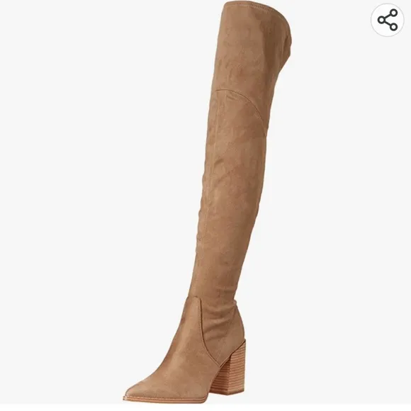 Nine West Barret Over the Knee Heeled Suede Boots, light natural, Size 8.