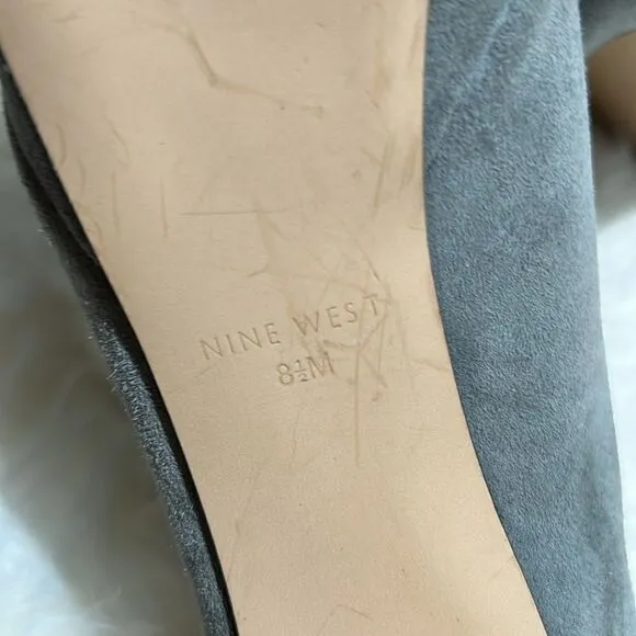 Nine West Grey Suede Vamp Peep Toe Booties Size 8.5.  B83