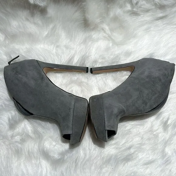 Nine West Grey Suede Vamp Peep Toe Booties Size 8.5.  B83
