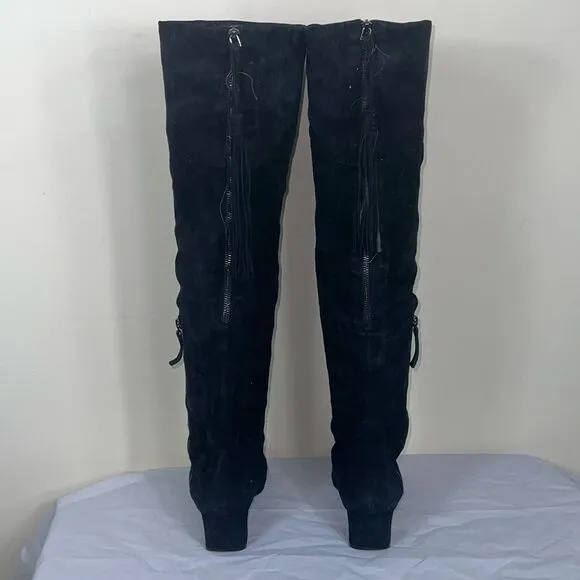 Nine West Over the Knee Suede Tassel Boots