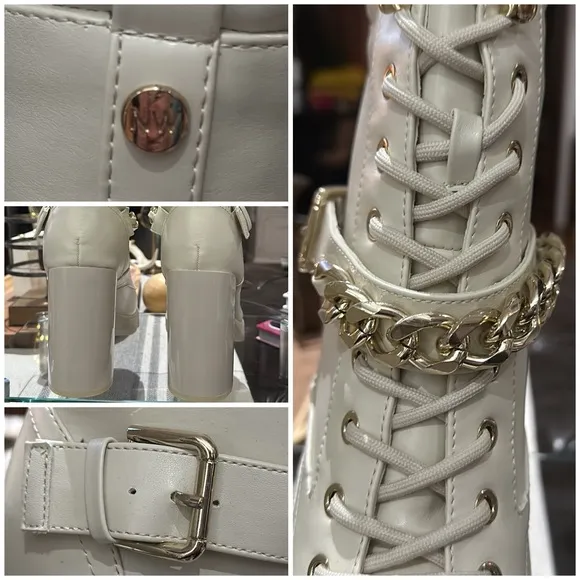 Nine West Womens Vilage Heeled Ankle Boot in Cream. Size 9.5 NWOB, and Unworn!